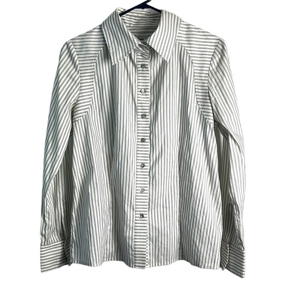 Saint John Sport Striped Button Down Shirt Size 4 - Picture 1 of 12